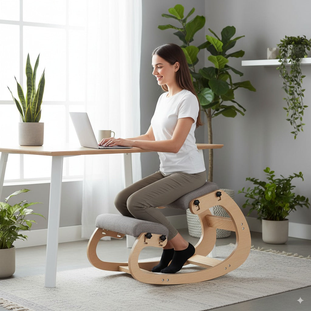BackSaver™ Pro: Premium Wooden Kneeling Chair for Posture & Pain Relief